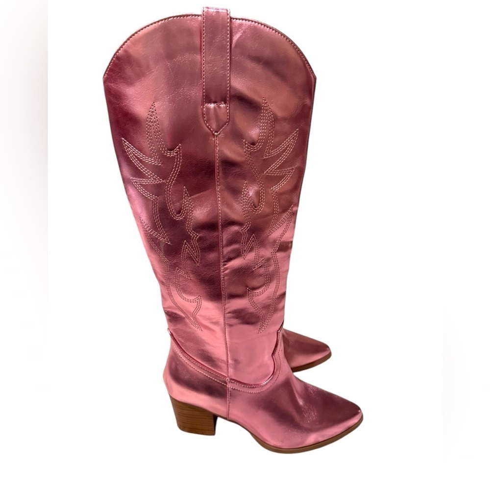 DREAM PAIRS
Pointed-Toe Cowgirl Knee-high Boots Pink Metallic Women's 8.5 - Picture 2 of 12